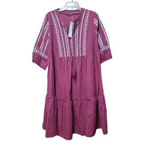 BloomChic Womens 12 Cotton Tribal Bandana Print Dress Boho Festival Workwear Y2K